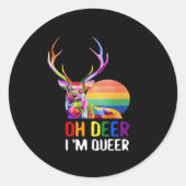 Oh Deer Queer Minimal Modern Style  Runder Aufkleber (Vorderseite)