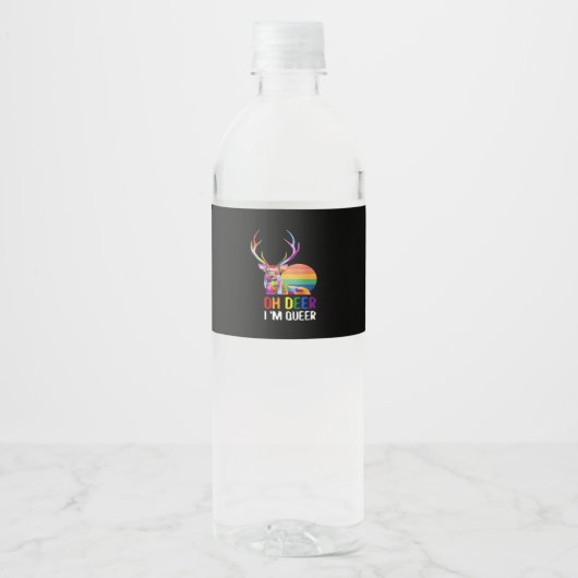 Oh Deer Queer Minimal Modern Style Wasserflaschenetikett (Vorderseite)