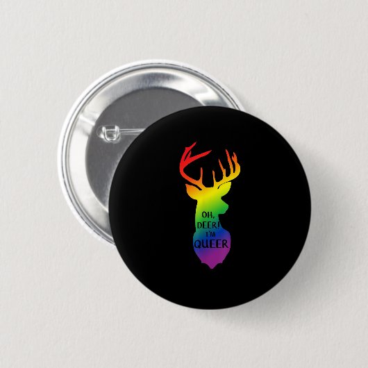 Oh Deer Queer Pride Celebration Funny LGBT Gift Button (Vorne & Hinten)