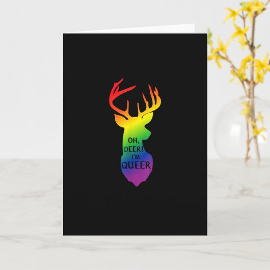 Oh Deer Queer Pride Celebration Funny LGBT Gift Karte (Gelbe Blume)