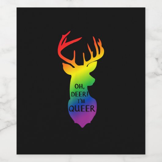 Oh Deer Queer Pride Celebration Funny LGBT Gift Weinetikett (Einzelnes Label)