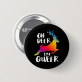 Oh Deer Queer Pride Minimal Artistic Style  Button (Vorne & Hinten)