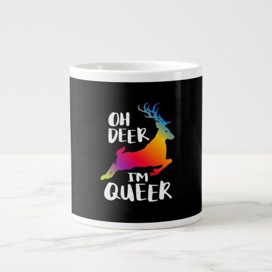 Oh Deer Queer Pride Minimal Artistic Style Jumbo-Tasse (Vorderseite)