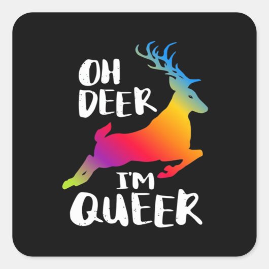 Oh Deer Queer Pride Minimal Artistic Style Quadratischer Aufkleber (Vorderseite)