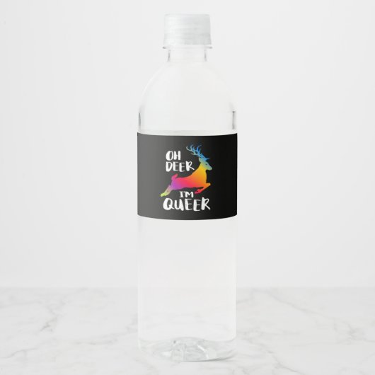Oh Deer Queer Pride Minimaler Kunststil Wasserflaschenetikett (Vorderseite)