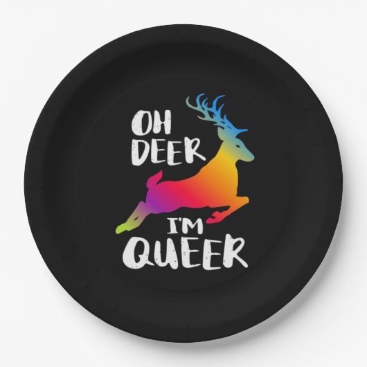 Oh Deer Queer Pride Minimalistischer künstlerische Pappteller (Vorderseite)