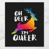 Oh Deer Queer Pride Minimalistischer Künstlerische Weinetikett (Einzelnes Label)