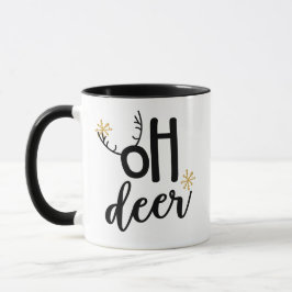 Oh Deer Reindeer Antler Schneeflocken, Weihnachtsg Tasse