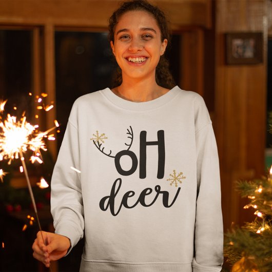 Oh Deer Reindeer Antlers Funny Christmas T-Shirt