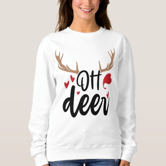 Oh Deer Reindeer Antlers Funny Frohe Weihnachten Sweatshirt (Vorderseite)