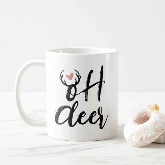 Oh Deer Reindeer Antlers Weihnachts-Minimal Kaffeetasse (Mit Donut)