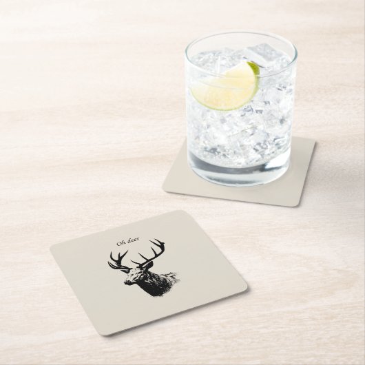 Oh Deer Reindeer Rechteckiger Pappuntersetzer (Vor Ort)