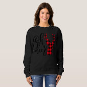 Oh Deer Reindeer Red Kariert Buffalo Christmas Paj Sweatshirt (Vorne ganz)