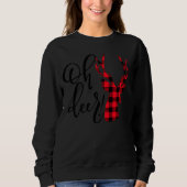 Oh Deer Reindeer Red Kariert Buffalo Christmas Paj Sweatshirt (Vorderseite)