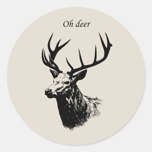 Oh Deer Reindeer Runder Aufkleber (Vorderseite)