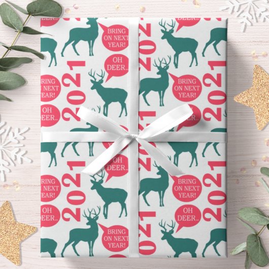 Oh Deer Reindeer Weihnachtsspass Geschenkpapier