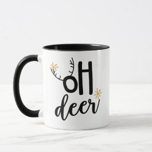 Oh Deer Rentier Geweih Schneeflocken, Weihnachtsge Tasse