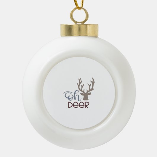 Oh Deer Retro Classic Design Keramik Kugel-Ornament (Vorderseite)