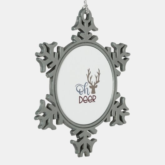 Oh Deer Retro Classic Design  Schneeflocken Zinn-Ornament (Links)