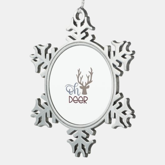 Oh Deer Retro Classic Design Schneeflocken Zinn-Ornament (Rechts)