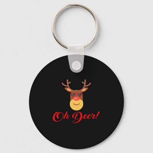 Oh Deer Retro Classic Keychain Schlüsselanhänger (Vorderseite)