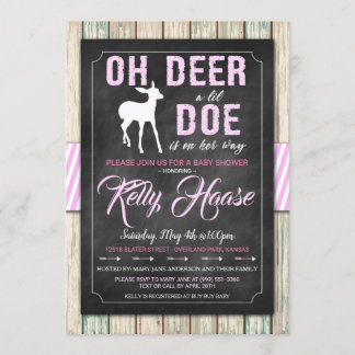 Oh, Deer! Rustic Girl Baby Shower Einladung