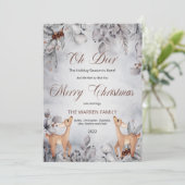 Oh Deer Rustic Winter Floral Frohe Weihnachten (Stehend Vorderseite)