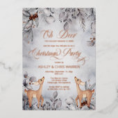 Oh Deer Rustic Winter Floral Frohe Weihnachten Folieneinladung (Vorderseite)