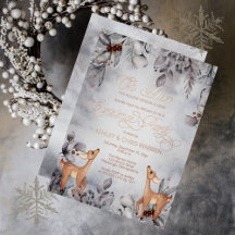Oh Deer Rustic Winter Floral Frohe Weihnachten