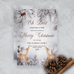 Oh Deer Rustic Winter Floral Frohe Weihnachtsfeier Feiertagskarte<br><div class="desc">Sweet "Oh Deer" Thema "Frohe Weihnachten" Wintergrössen Aquarell Blütenbeeren und Blätter Design mit zwei niedlichen kleinen Hirschen Blick auf Ihre Grußdetails auf beiden Seiten.</div>