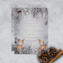 Oh Deer Rustic Winter Floral Frohe Weihnachtsfoil