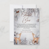 Oh Deer Rustic Winter floral Twins Baby Dusche Dankeskarte (Vorderseite)