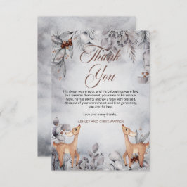 Oh Deer Rustic Winter floral Twins Baby Dusche Dankeskarte