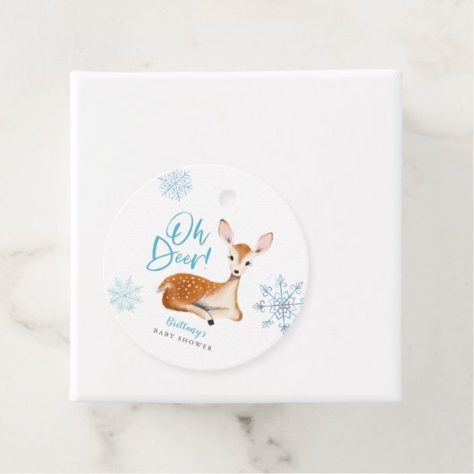 Oh Deer rustikale Winter Woodland Babydusche Geschenkanhänger (Beispiel)