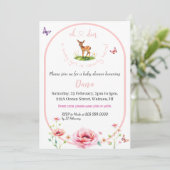 Oh Deer, sie ist fast hier, Babydusche Einladung (Stehend Vorderseite)