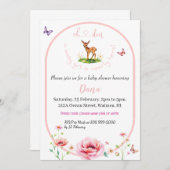 Oh Deer, sie ist fast hier, Babydusche Einladung (Vorne/Hinten)