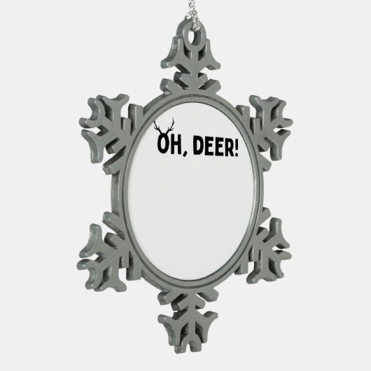 Oh Deer Simple Aesthetic Schneeflocken Zinn-Ornament (Links)