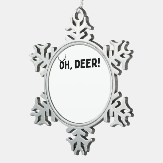 Oh Deer Simple Aesthetic  Schneeflocken Zinn-Ornament (Rechts)