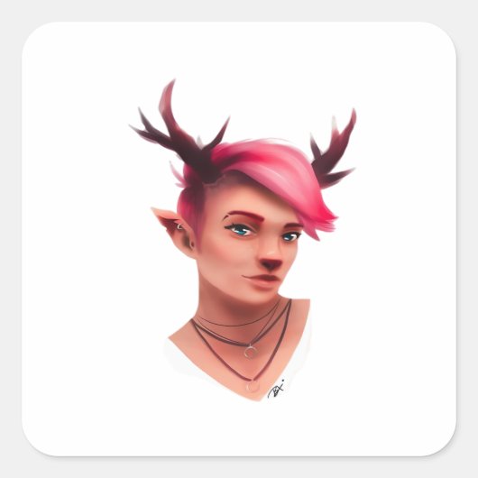 Oh Deer Simple Creative Style Quadratischer Aufkleber (Vorderseite)