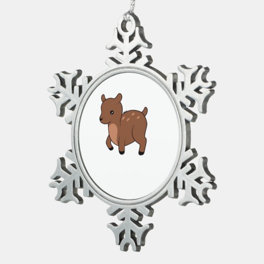 Oh Deer Soft Minimal Design Schneeflocken Zinn-Ornament (Rechts)