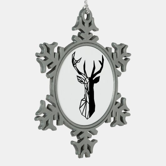 Oh Deer Soft Minimal Vibe  Schneeflocken Zinn-Ornament (Links)