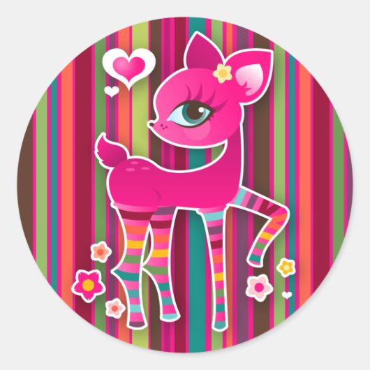 Oh, Deer! Strickkleber Runder Aufkleber (Vorderseite)