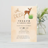 Oh Deer Theme Geburtstagsparty Einladung (Stehend Vorderseite)