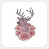 Oh Deer Trendy Minimal Aesthetic  Quadratischer Aufkleber (Vorderseite)