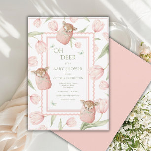 Oh Deer Tulips Rosa Baby Shower Einladung