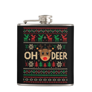 Oh Deer Ugly Christmas Sweater Flask Flachmann
