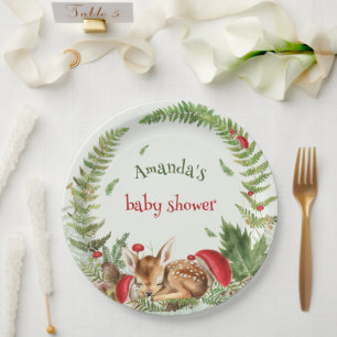 Oh Deer Wald Blumen Babyhirsch Babyparty  Pappteller
