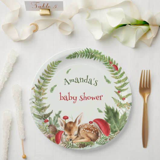 Oh Deer Wald Blumen Babyhirsch Babyparty Pappteller (Hochzeit)