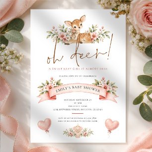 Oh Deer Wald Florales Rehkitz Babyparty Einladung