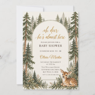 Oh Deer Wald Wald Baby Shower für Jungen Einladung